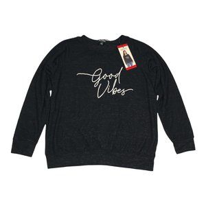 Buffalo David Bitton Good Vibes Long Sleeve Cozy Top Heather Black Womens Size M
